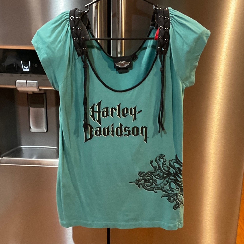 Harley-Davidson Blue Short Sleeve Women's Top